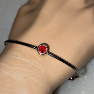 Sterling Cuff Ruby Type Bracelet Vintage Piece